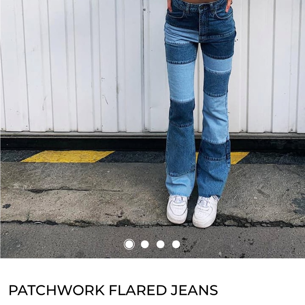 Subdued Patchwork Flared Denim Jeans - image 2